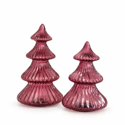 X-mas kerstboom led burgundy paars - set van 2