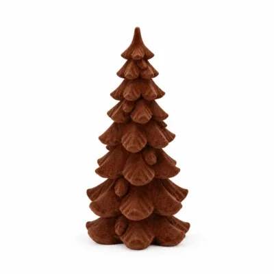 X-mas velvet kerstboom bruin - 15x15x25cm