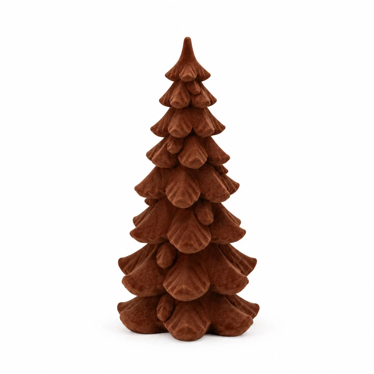 X-mas velvet kerstboom bruin - 15x15x25cm X-mas velvet kerstboom bruin - 15x15x25cm - Afbeelding 1