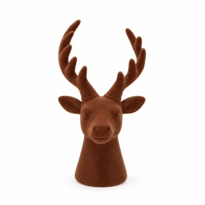 X-mas velvet rendier bruin - 13x13x23cm